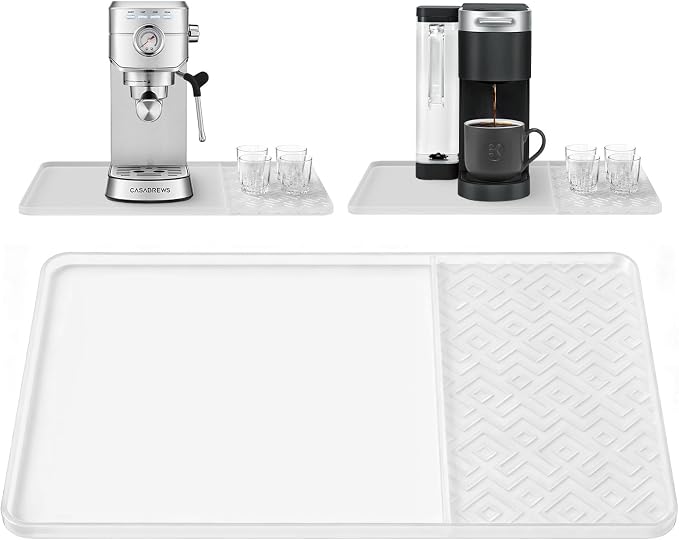 Silicone Coffee Mat with Raised Edges 19" x 12" – Waterproof Countertop Mat, Coffee Maker Pad, Espresso Machine Mat, Heat Resistant Dish Drying Mat