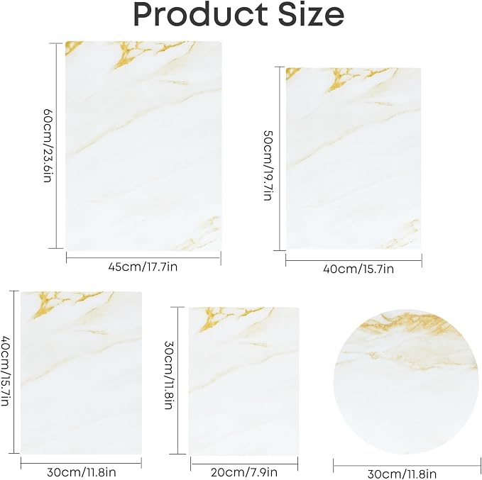 Murrey Home Glass Cutting Board for Kitchen Counter, Tempered Glass Chopping Boards Dishwasher Safe, Small Clear Countertop Tray, Scratch Resistant, Heat Resistant, Non Toxic, Gold Marble, 20"x16"