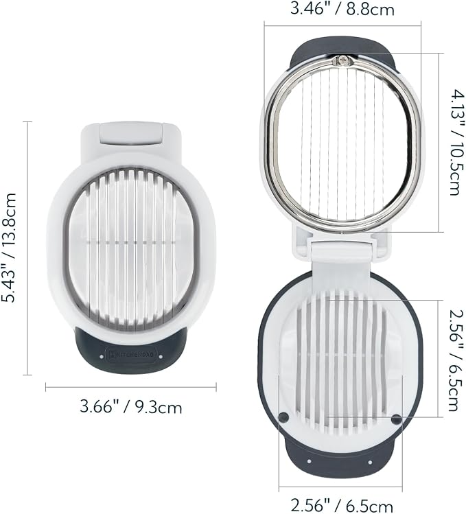 KITCHENDAO Replaceable Egg Slicer with Stainless Steel Wires, Egg Cutter for Hard-Boiled Eggs, Dual-Direction Cutting, Heavy-Duty Egg Dicer, Non-Slip Base & Handle, Dishwasher Safe