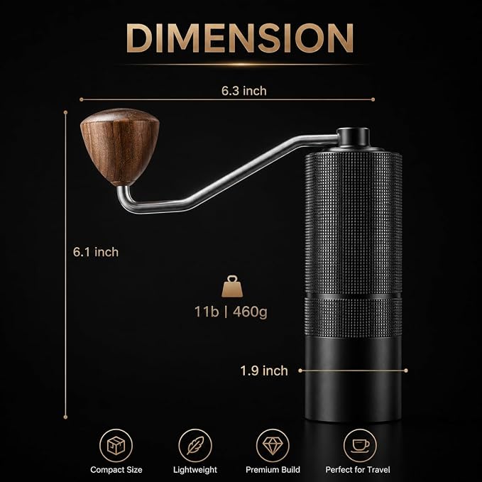 C38 Manual Coffee Grinder with Removable 38mm CNC Stainless Steel Burr, All-Metal Hand Coffee Grinder with 36+ Adjustable Grind Settings for Espresso, Pour Over, French Press & Travel