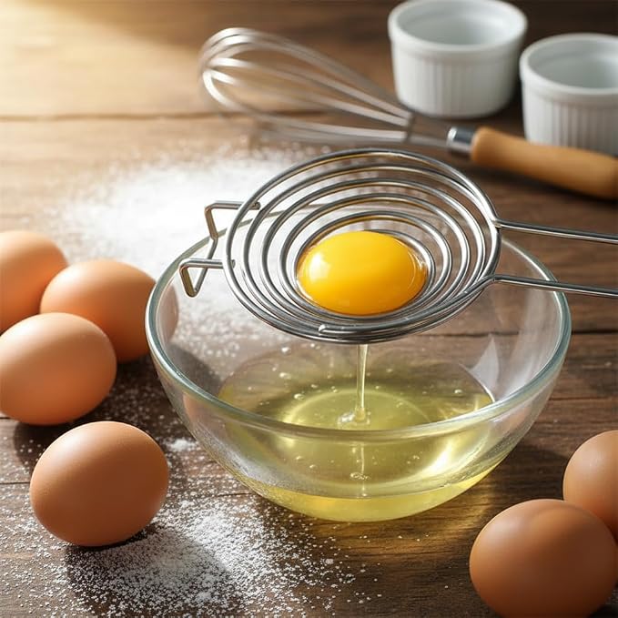 Silver Egg Separator, Yolk White Separator Tool, Food Grade Stainless Steel Egg Divider Egg Sieve Egg Extractor, Kitchen Gadget Cooking Baking Tool, Kitchen and Dining