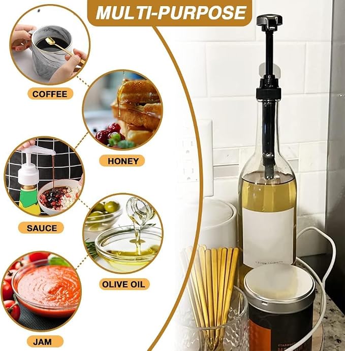 12 Pcs Gold Coffee Syrup Pump Compatible with 25.4Oz/750ml Bottles | Syrup Dispenser Pumps, Great for Home & Coffee Bar, Drinking Mixes, Tea, Beverage, Cocktails, Syrup Bottles, Plus Spoons