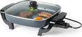 Amazon Basics Electric Skillet and Frying Pan with Glass Lid, Nonstick Ceramic Coating, Adjustable Temperature Control, 15.6 x 12.1 x 6.9 inch, Black