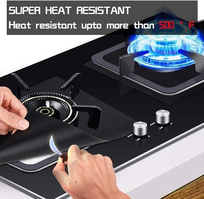 Stove Burner Covers - Gas Stove Protector, Black 0.3mm Double Thickness, Reusable, Non Stick, Easy to Clean Liners for Kitchen. Stove top Covers Gas Burners BPA Free,Can Cut to fit any Stove(10 Packs)