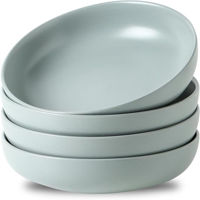 Pasta Bowl, 34oz Bowl Plate, Dinner Bowls, Ceramic Salad Bowl for Serving, Soup, Plates and Bowls Sets, Microwave & Dishwasher Safe, Pebble Gray
