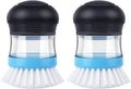 MR.SIGA Soap Dispensing Palm Brush, 2 Pack, Navy/Blue | Dish brush with soap dispenser, palm scrubber, palm scrub brush, ideal for kitchen and dishes cleaning