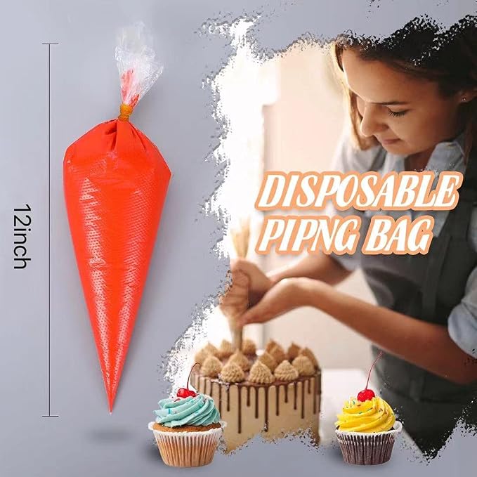 XSEINO Disposable Piping Bags, 12 Inch - 300PCS Heavy Duty Anti Burst Pastry Bags With Bump Non-slip Design For Icing and Frosting and Cookies Decoration Bags(Thickened)
