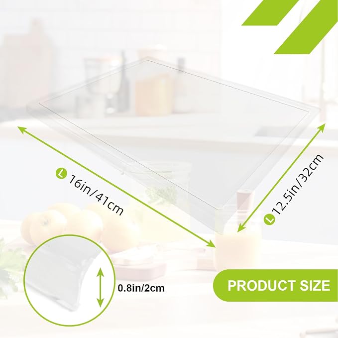 Acrylic Cutting Board with Juice Groove, Clear Cutting Board with Counter Lip, Cutting Boards for Countertop Protector, Non-Slip Dough Mat, Kitchen Decor Gadgets House Warming Gifts(16"x12.5")