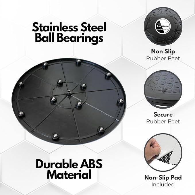 LapWorks 10 inch Heavy-Duty Swivel Base - 0.8" Profile, Supports 100lbs - 360˚ Rotating Turntable and Lazy Susan Stand for Monitors, Computers, Plants, More
