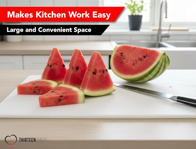 Commercial Grade Plastic Cutting Board 18 x 12 x 1/2 Thick High Density White Poly, NSF Certified and Dishwasher Safe for Food Service