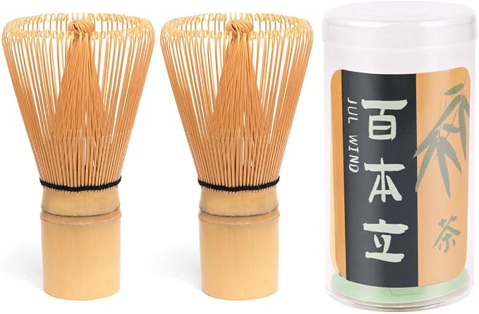 Matcha Whisk - 2-pack Bamboo Matcha Whisk Set | Handcrafted Traditional Japanese Chasen, 100-Prong Matcha Stirrer Wisk Mixer Brush for Authentic Matcha Tea Preparation