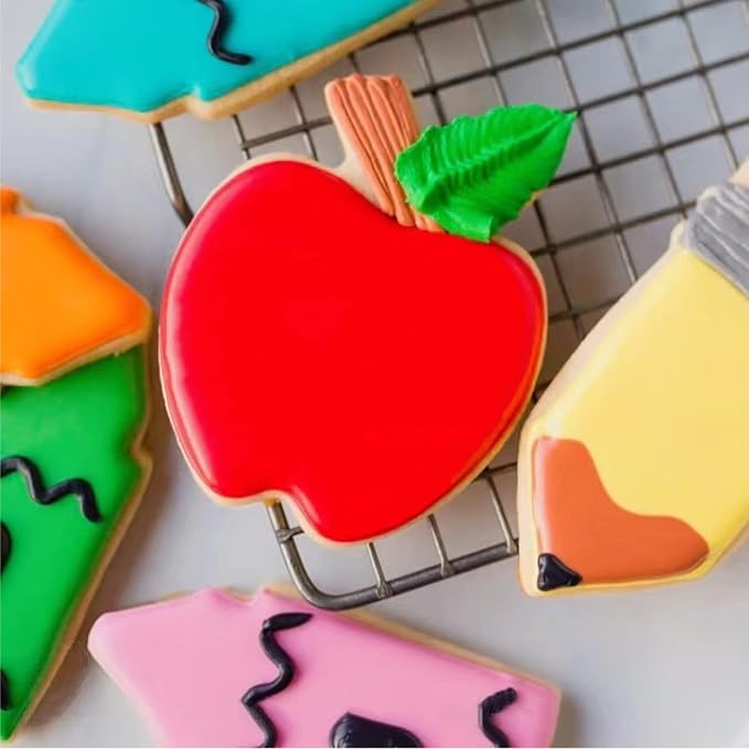 JOB JOL Cookie Cutters 4 PCS, for Back to School and Teacher Appreciation | Apple, Pencil, Paper, Ruler