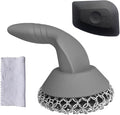 Cast Iron Scrubber with Pan Scraper & Towl, 316 Chainmail Scrubber with Long Handle, Upgraded Chain Mail Scrubber Cleaner for Grill Pan Skillet Wok Carbon Steel Dutch Oven Metal Brush (Grey)