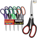 Scissors, Set of 6 EEKEDO Scissors All Purpose 8" for Office Home Craft Sewing Fabric Teacher School Supplies, Right/Left Handed, Soft-Grip Handles, Sharp Blade