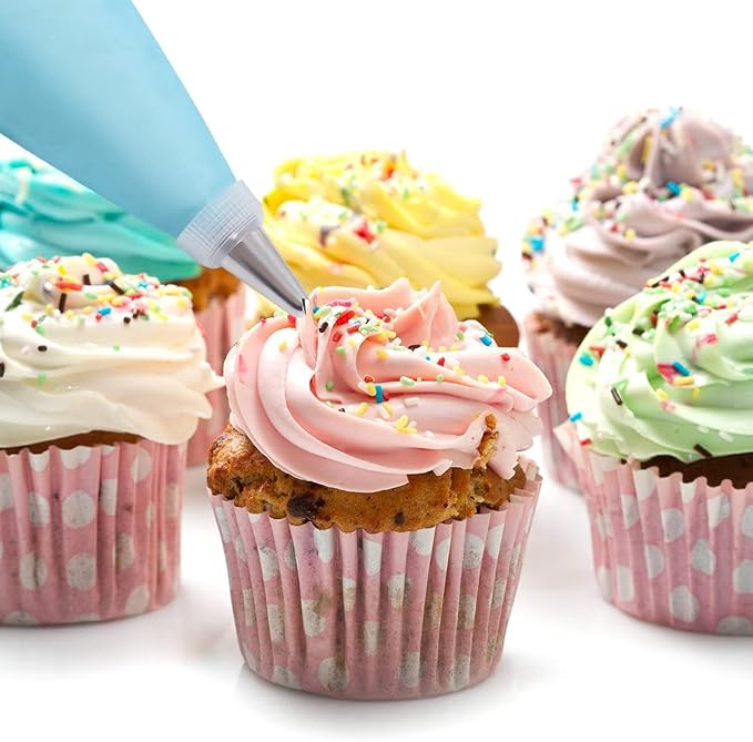 200Pcs Piping Bags and Tips Set, 12 Inch Pastry Bags, Icing Bags | Cakes Decorating Kit Supplies, 1 Reusable Piping Bags, 12 Frosting Tips, 2 Couplers, 2 Bag Ties