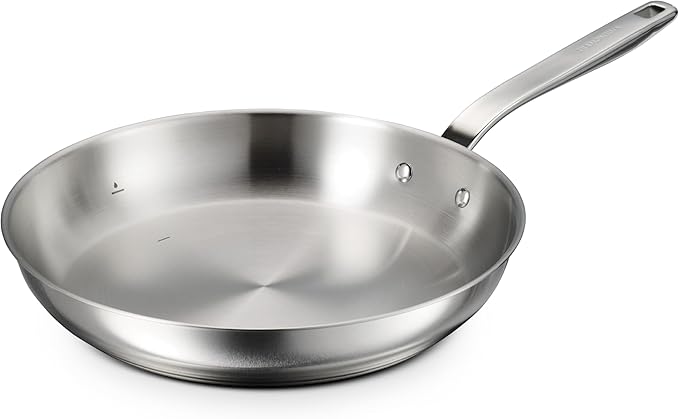 Tramontina Tempo Tri-Ply Base Stainless Steel 12-Inch Large Frying Pan | Induction-Ready Skillet, Oven-Safe, Dishwasher-Safe
