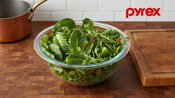 Pyrex 322 1-Quart Glass Mixing Bowl - Made in USA | Tempered Glass | Thick Glass Walls | Wide Rim | Refrigerator Safe | Freezer Safe | Dishwasher Safe | Reusable Construction