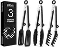 Kitchen Tongs for Cooking, Non Scratch Silicone Tip for Nonstick Cooking Pans, Food Grade Mini Serving Tongs, Pull Lock, Set of 3 (Black, 9 inch)