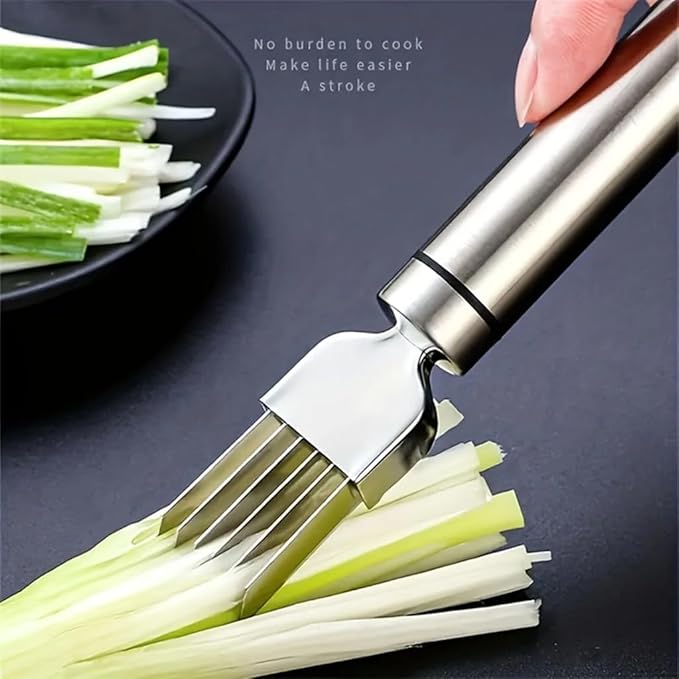 3Pack Green Onion Slicer, Multi-Blade Kitchen Herb Cutter, Professional Scallion Shredding Tool (3, Silver and black)