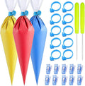 122 Pcs Piping Bags Disposable 10 Inch, Pastry Bags for Royal Icing | Tipless Icing Bags with 10 Ties, 10 Clips & 2 Scribers - Anti Burst Cake Decorating Kit for Cookie Supplies