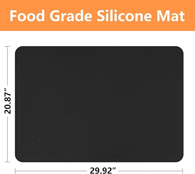 Stove Top Cover for Electric Stove- Range Covers for Electric Stove,Silicone XXL Dish Drying Mat, Glass Cooktop Covers, Flat RV Range top Mats (Black, 30"x21")