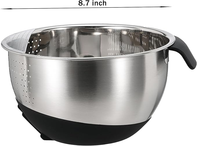 Rice Washing Bowl with Strainer Stainless Steel Quinoa Washer Bowl | Side Drainers Colander for Cleaning Fruits, Vegetables, and Beans - Versatile Kitchen Tool