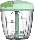Ourokhome Manual Food Processor Vegetable Chopper, Portable Hand Pull String Garlic Mincer Onion Cutter for Veggies, Ginger, Fruits, Nuts, Herbs, etc., 900ml, Green