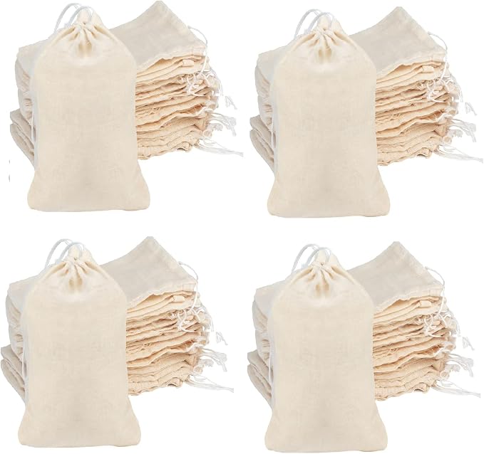Tayfremn 200Pcs Cotton Drawstring Bags, Reusable Muslin Bag Natural Cotton Bags with Drawstring Produce Bags Bulk Gift Bag Jewelry Pouch for Party Wedding Home Storage, Natural Color (4 x 6 Inches)