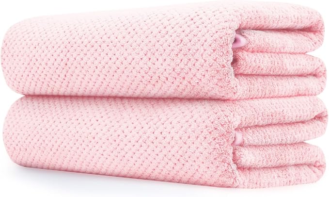 Towels Set 35x70 Inch Oversized Bath Sheets Towels for Adults Luxury Bath Towels Extra Large Sets for Bathroom Super Soft Highly Absorbent Microfiber Shower Towels 80% Polyester (2PCS Pink)