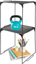 Piffny Locker Organizer Shelf, Stackable, Extra Tall, Fits Standard Size School Lockers (Black 2 Pack)