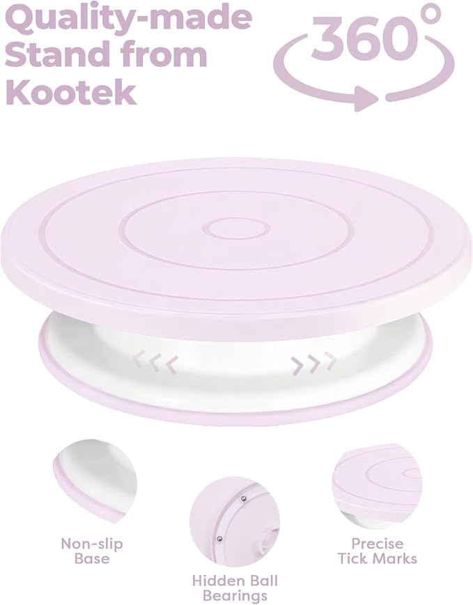 Kootek 158 Cake Decorating Kit Baking Supplies Tools for Beginners & Pros | Cake Stand Turntable, Icing Piping Tips, Disposable Reusable Pastry Bag, Spatulas, Video Tutorial, Pattern Chart