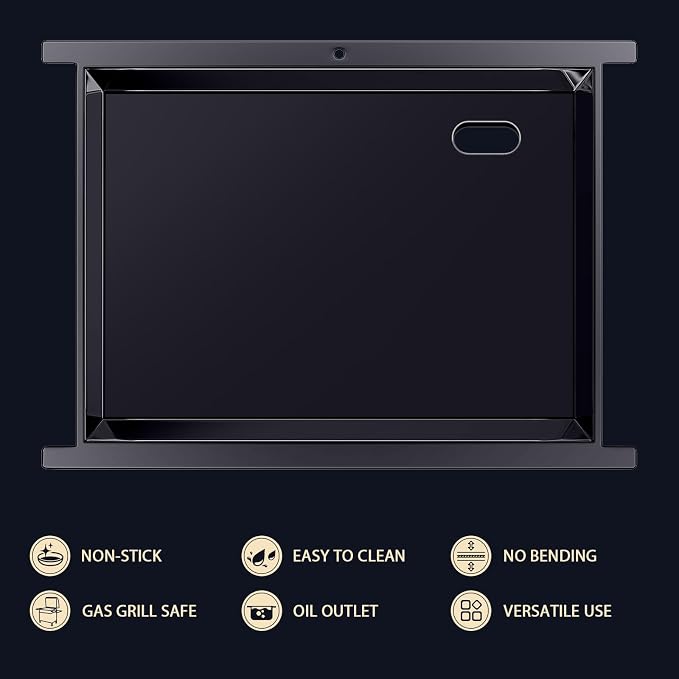 Utheer Full Griddle Plate for Ninja FlexFlame PG300, Nano Ceramic Nonstick | Full-size griddle insert with grease drain design, provides flat top cooking for BBQ, breakfast and camping meals