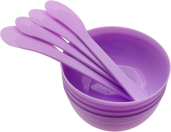 DIY Slime Making Tools 8 Plastic Slime Bowl and 8 Glue Mixing Spoons for Glue and Slime Mixing (8 Sets Purple)