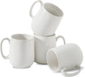 HASENSE Coffee Mugs Set of 4, 15 Ounce Porcelain Latte Mug Set with Handle for Morning Coffee Tea and Cocoa, Ceramic Coffee Cups with Unqiue Glaze for Men, Women, Plain