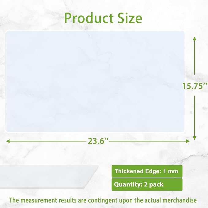 Large Silicone Mats for Kitchen Counter: 15.75"x23.6" Clear Heat Resistant | 2-Pcs Translucent Grip Non-Slip Thin Silicone Sheets for Countertop Protector - Non-Stick Easy to Cut Baking Mat for Pastry
