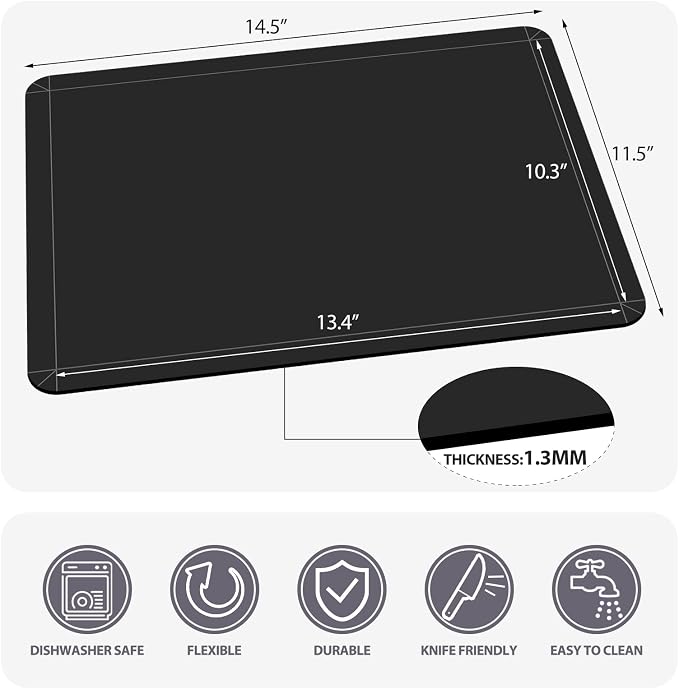 WK Flexible Plastic Cutting Boards Mats with Lip, Foldable Cutting Board for Kitchen Set of 3, Cutting Board for Meat, Nonslip Cutting Mats, BPA Free, Dishwasher Safe, Multi Colors