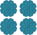 Set of 4 Silicone Trivet Mat - Hot Pot Holder Hot Pads for Table & Countertop - Trivet for Hot Dishes - Non-Slip & Heat Resistant Modern Kitchen Hot Pads for Pots & Pans, Teal