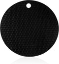 6 Pcs Black 6.0 Inch Round Silicone Mat, 0.19 Inch Thick | Non-Slip & Easy to Clean Heat Resistant Tripod Insulation Mat for Kitchens & Pans