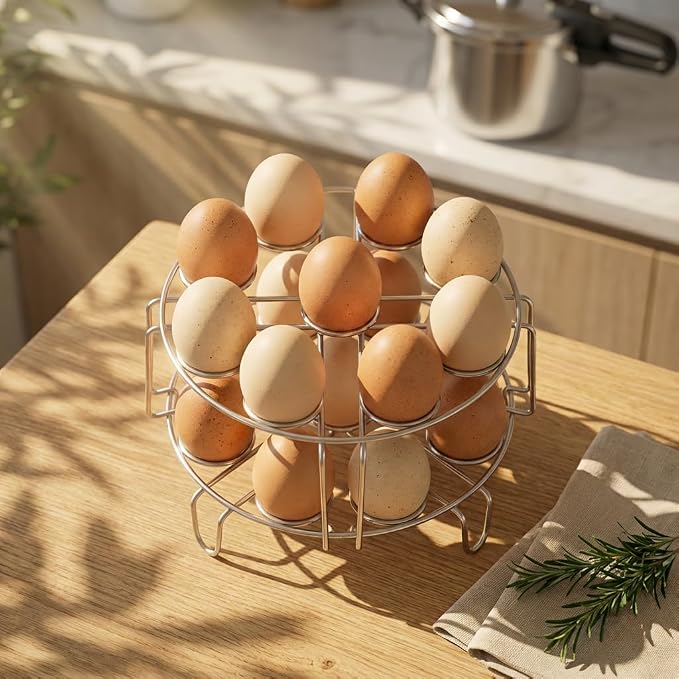 Egg Steamer Rack for Instant Pot - 2-Pack Stainless Steel Trivet | Stackable Racks to Hold 18 Eggs, For Pressure Cookers, Hard-Boiled & Deviled Eggs, Steaming, Meal Prep & Kitchen Use