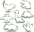 LUBTOSMN 7 Piece Dinosaur Cookie Cutters Set, Silicone Rim Baking Set | Dishwasher-safe stainless steel cutters for cookies, fondant, sandwiches, dinosaur parties and home baking treats