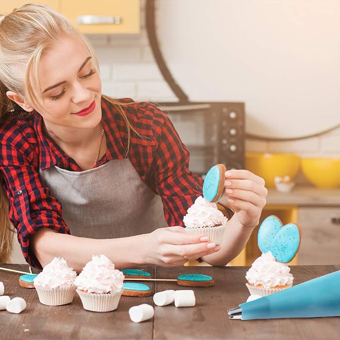 24pcs Reusable Piping Bags and Tips Set, with Couplers and Frosting Bags Ties for Cookie Icing Cakes Cupcakes