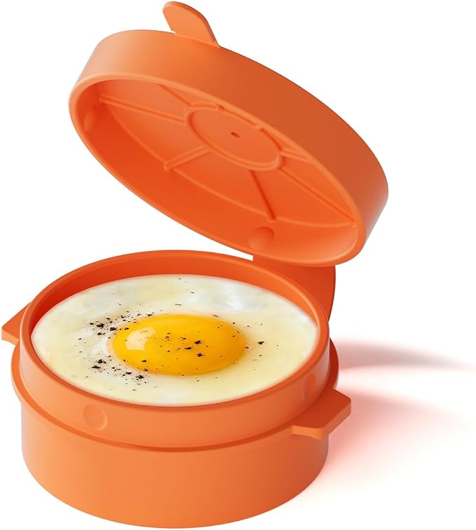 Microwave Egg Cooker, Microwave Egg Maker For Breakfast Sandwich, Silicone Egg Bite Molds For Scrambled Eggs Muffins, Safe for Oven Air Fryer, Dishwasher-Safe Orange
