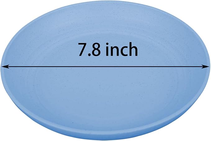 7.8 Inches Unbreakable Wheat Straw Plates - Reusable Plate Dinner Set - Dishwasher & Microwave Safe - Healthy, BPA Free & Eco-Friendly (7.8 Inches/4 Blue)