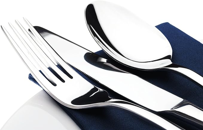 Silverware Set for 6,30 Piece Stainless Steel Flatware Utensils Cutlery Set | Heavy Duty Steak Knife Fork and Spoon, Dishwasher Safe, Gift Package for Wedding Housewarming