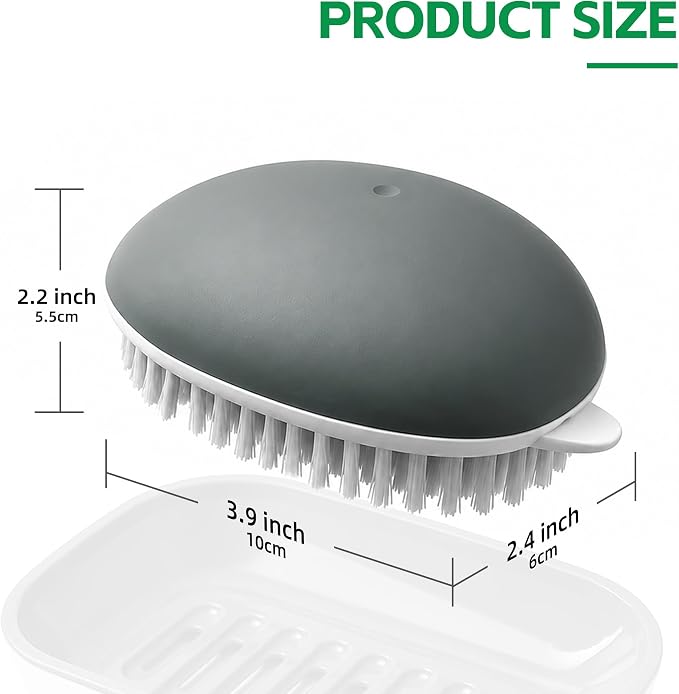 Fruit and Vegetable Cleaning Brush, Vented Box, Stiff Bristles, Gray