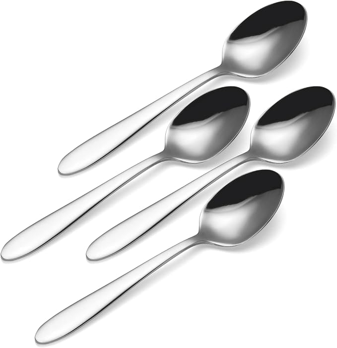 Oneida Mooncrest Teaspoons Silverware Set for 4, Flatware | mirror finish, dishwasher safe | cutlery set for kitchen and dining, utensil set, kitchen gifts for women, heavy duty