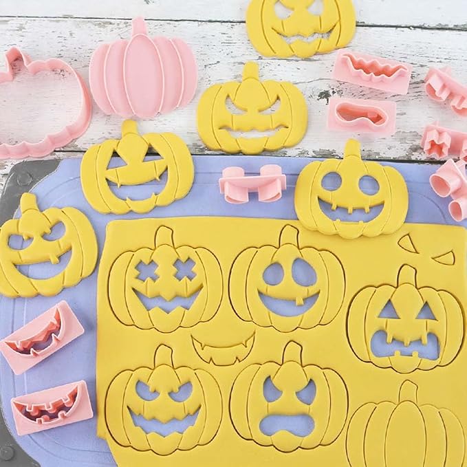 Mini Pumpkin Cookie Cutters, DIY 3d Halloween Raised Design Cookie Stamps | Cookie Cutter Set suitable for Frosting Decoration, Mini Gingerbread Pie Molds, Day of The Dead Decorations
