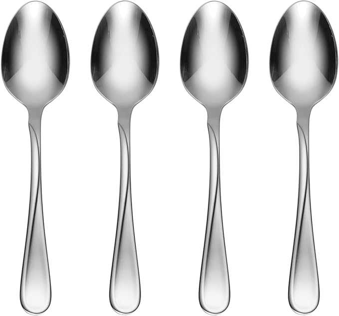 Oneida Flight Teaspoons Silverware Set for 4, Flatware | mirror finish, dishwasher safe | cutlery set for kitchen and dining, utensil set, kitchen gifts for women, heavy duty