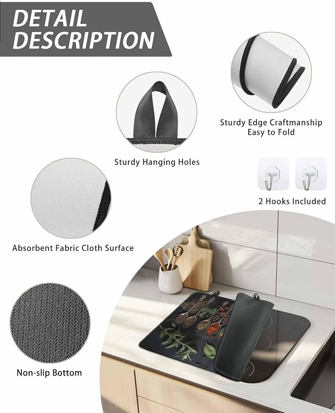Stove Top Covers for Electric Stove 28.5x20.5 Inches, Kitchen HeatResistant Glass Cooktop Protector, Condiment Leaves Pepper Beans Cooking Utensil Ceramic Stovetop Countertop Covers Mat, Oven Cover