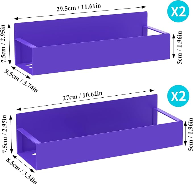 4 Pack Magnetic Spice Storage Rack Organizer for Refrigerator and Oven, Purple Fridge Organizers and Storage | Magnetic Shelves Heavy Duty for Fridge in Kitchen, Seasoning Storage Organizer, For Oven Washer and Dryer, For Heavier Items